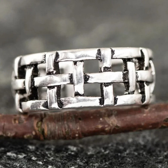 🌸VINTAGE NET ANTIQUE SILVER RESIZABLE HIPHOP PUNK RINGS FOR WOMAN & MAN, K488 - Picture 5 of 7